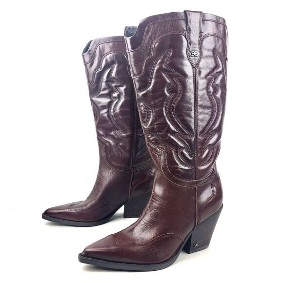 Sam Edelman James Leather Western mid calf Boot Size 7.5 Wide Calf - Picture 1 of 14